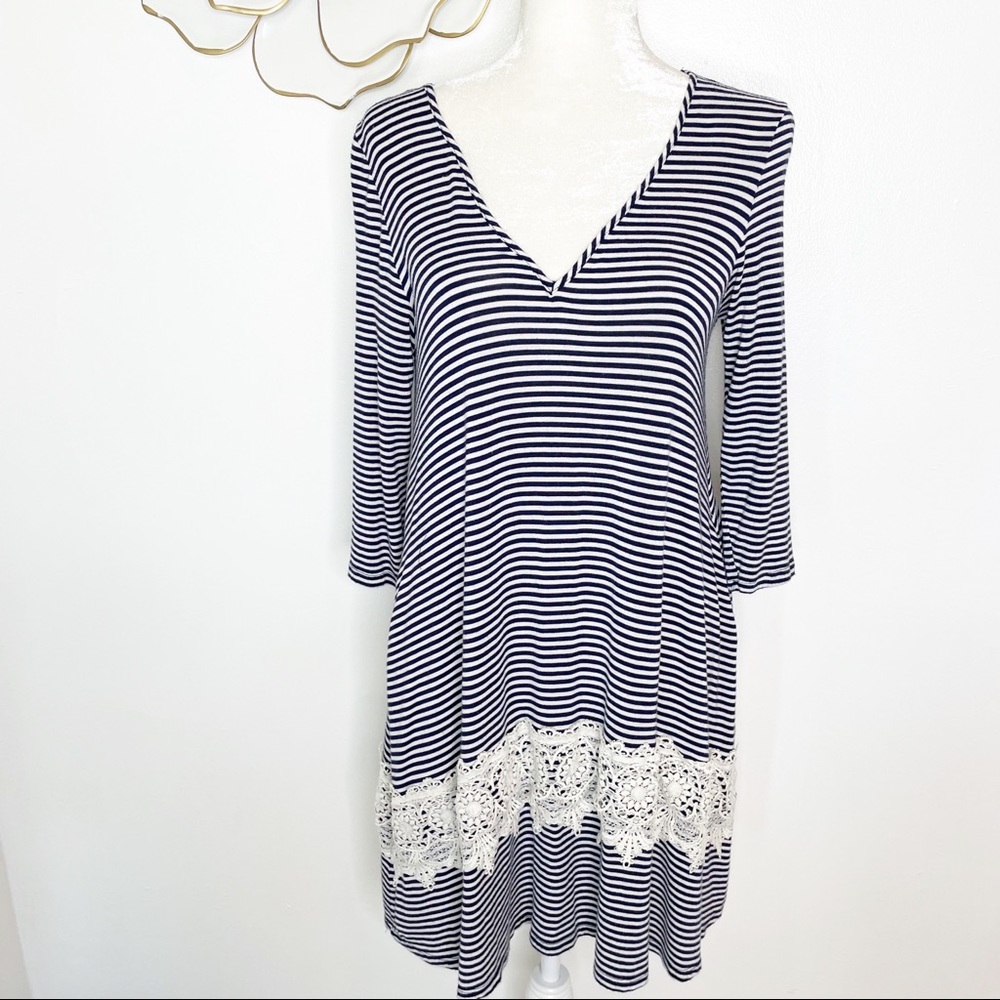 Altar’d State striped dress with crochet lace detail